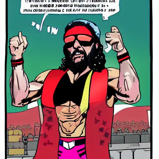 Prompt: Macho Man Randy Sage as President of the United States, by Adam Schultz