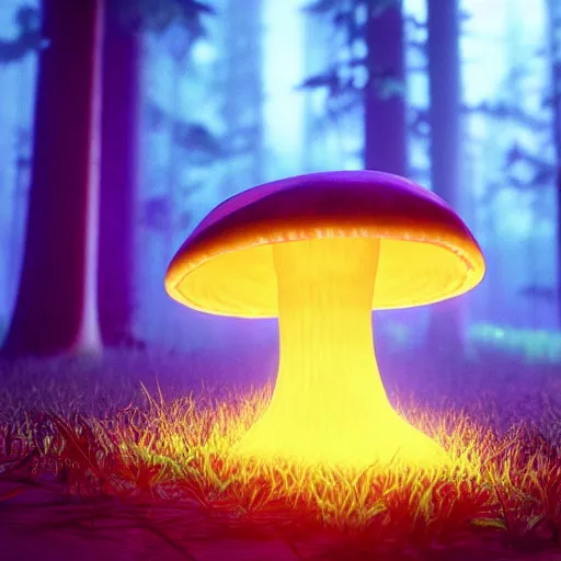 Image similar to a bioluminescent forest mushroom, unreal engine, octane render, 4 k