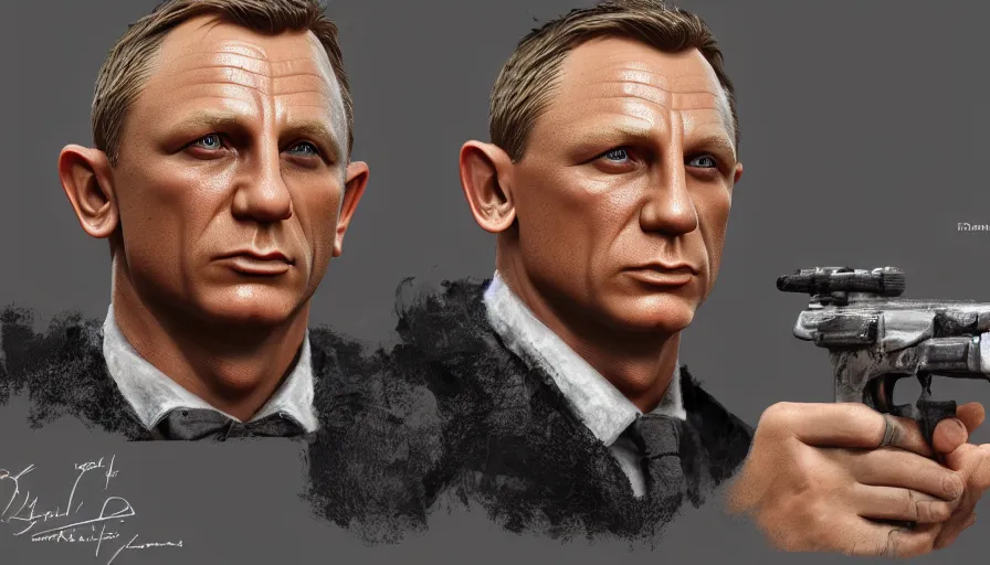 Image similar to daniel craig hand painted figurine, hyperdetailed, artstation, cgsociety, 8 k