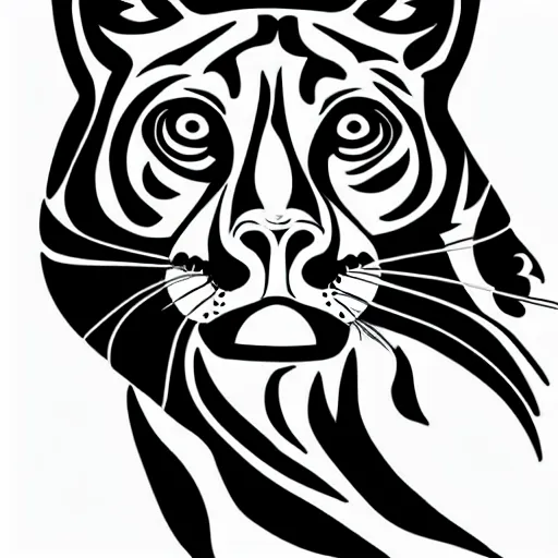 Image similar to tattoo stencil on paper detailed vector cougar