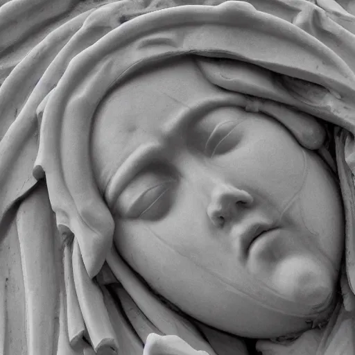 Image similar to pieta face close up in shape of clouds