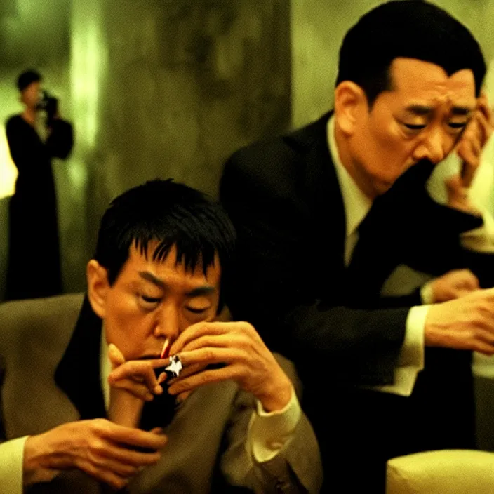 Prompt: smoking trump, wong kar wai style