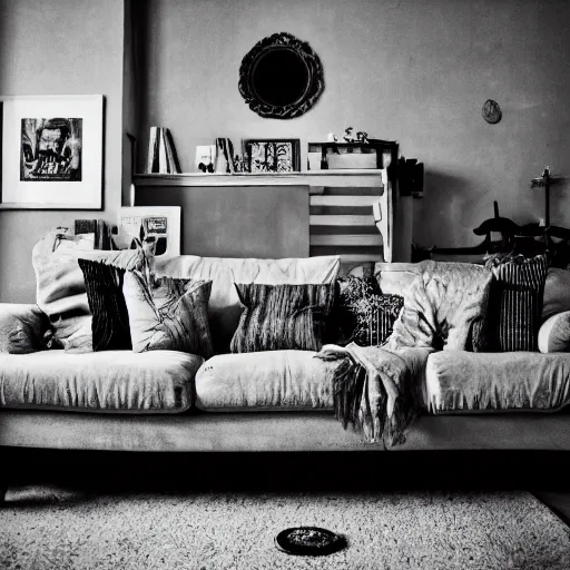 Image similar to ! dream old poor living room black and white photo