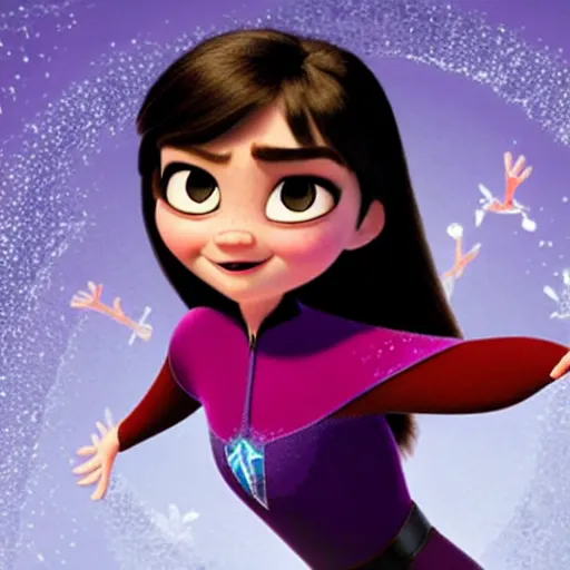 Image similar to violet parr in incredibles 2 style guest starring in frozen movie