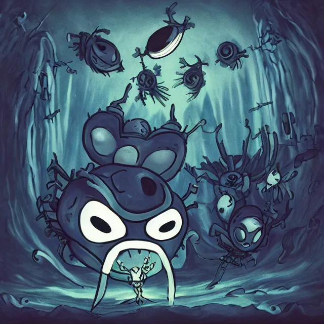 Image similar to hollow knight by ari gibson, album cover