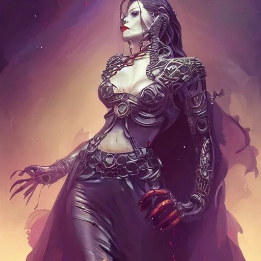 Image similar to queen of death. intricate portrait, occult cyberpunk, ancient futuristic, dark art, occult. by Petros Afshar, by artgerm, by Eddie Mendoza, by Peter mohrbacher