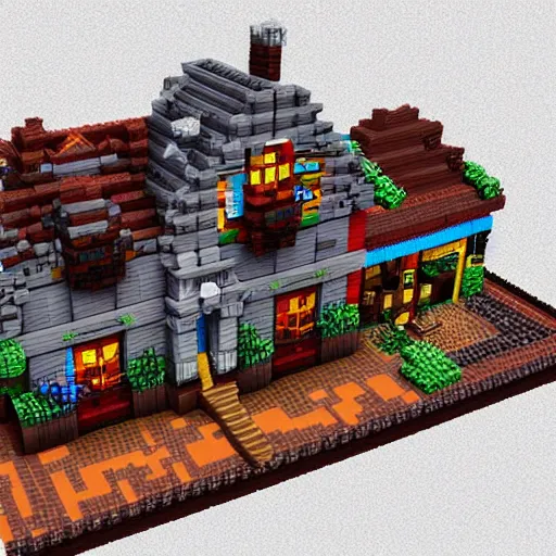 Image similar to high detailed voxel pixelated house, wow, 4 k