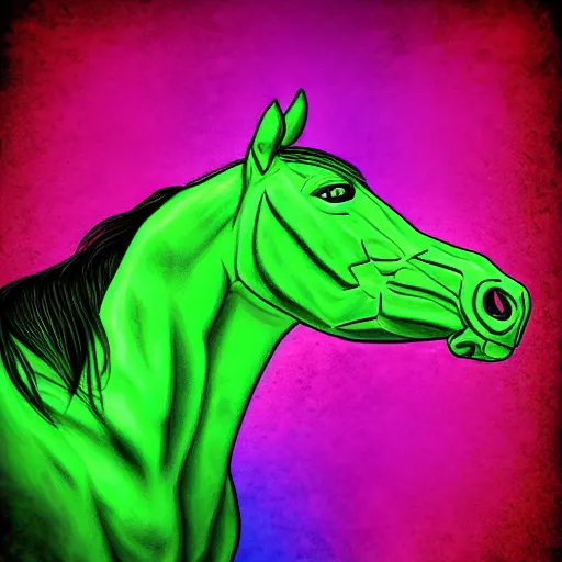 Image similar to digital horse, retrowave palette, highly detailed, anatomically correct equine, synth feel, digital art