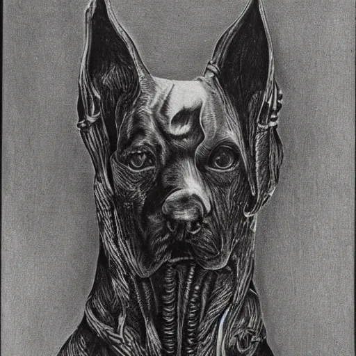 Image similar to A dog by H. R. Giger