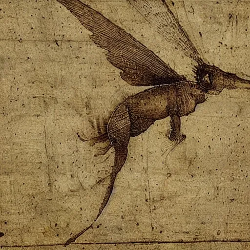 Prompt: highly detailed, sharp focus, 4k, highly detailed, sharp focus, a flying machine by Leonardo Da Vinci,