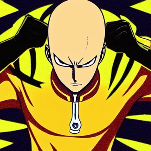 Image similar to stylized flat colour saitama one punch man gradient bright colours, stylized, 2 d,