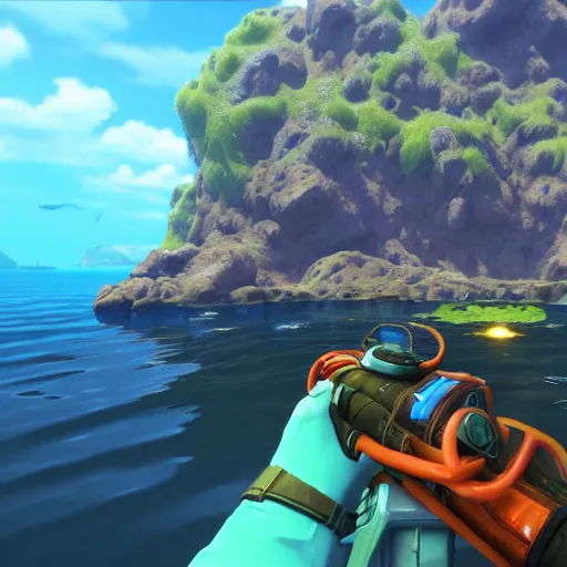 Image similar to subnautica in game screenshot, unreal engine, 1k. low res