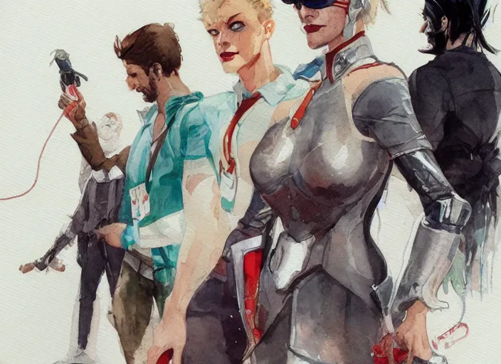 Image similar to concept art of comic con convention, pinterest, artstation trending, behance, watercolor, by coby whitmore, silver, laser light,