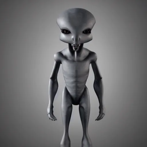 Image similar to gray alien, 3d render, UnrealEngine 5