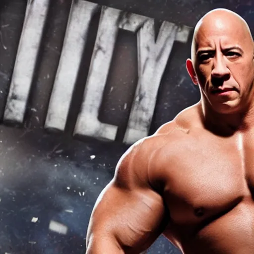 Image similar to wrestlemania starring vin diesel as dwayne the rock johnson