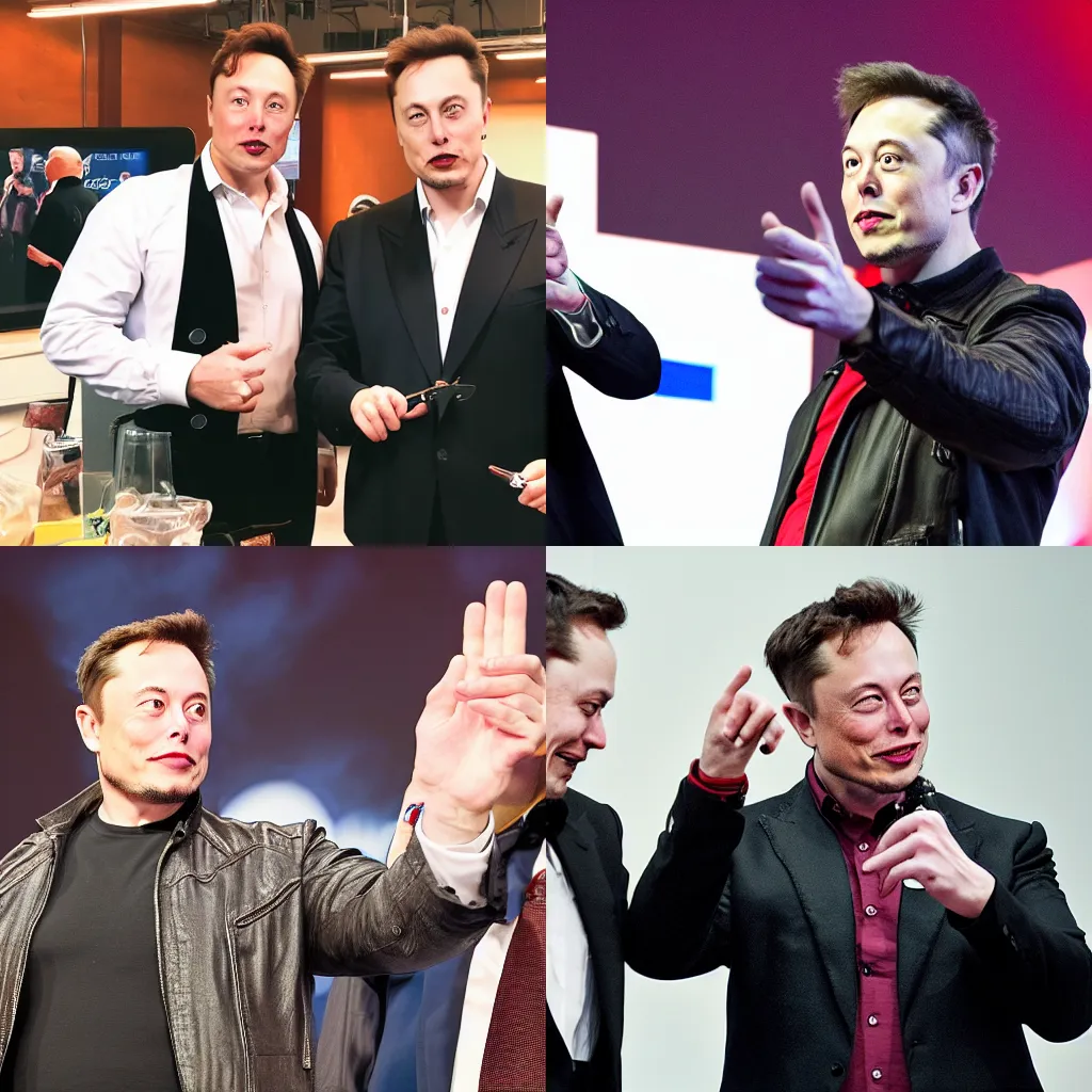 Prompt: Photograph of Elon Musk pointing me with a pocket knife