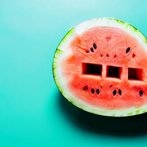 Prompt: watermelon, but inside is just water