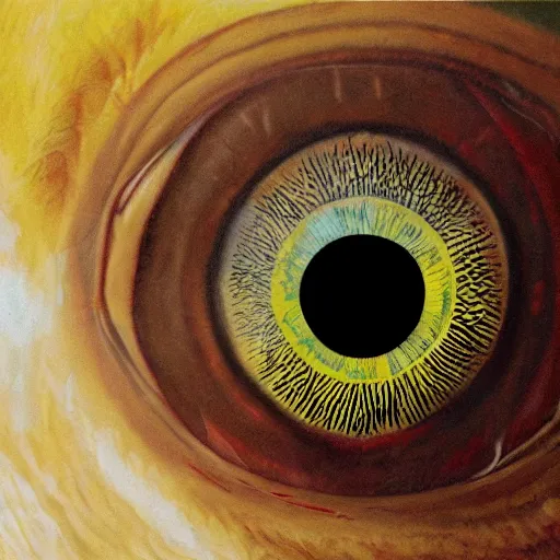 Prompt: closeup of eye with the earth inside pupil, wes anderson art