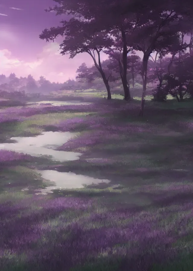 Image similar to dark purple swamp, makoto shinkai