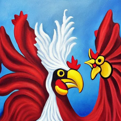 Image similar to human ear on a rooster surrealist painting