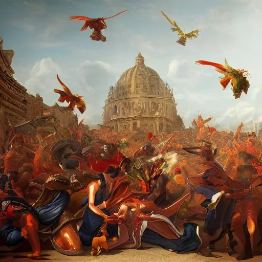 Prompt: a realistic painting by Raffaello Sanzi depicting the Kajol enveloped by symbiots Riot in the Renaissance,smooth,Sharp focus, trending on Artstation.