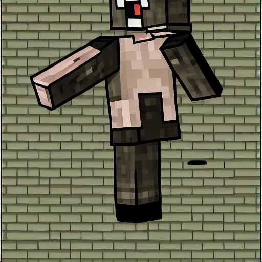 Image similar to minecraft steve in the style of junji ito