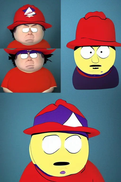 Image similar to Eric Cartman from South Park as a real life 3d human