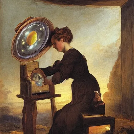 Image similar to A art installation. A rip in spacetime. Did this device in her hand open a portal to another dimension or reality?! instruction manual by Augustus Edwin Mulready curvaceous