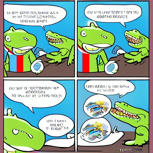 Prompt: toothpaste crocodile comic