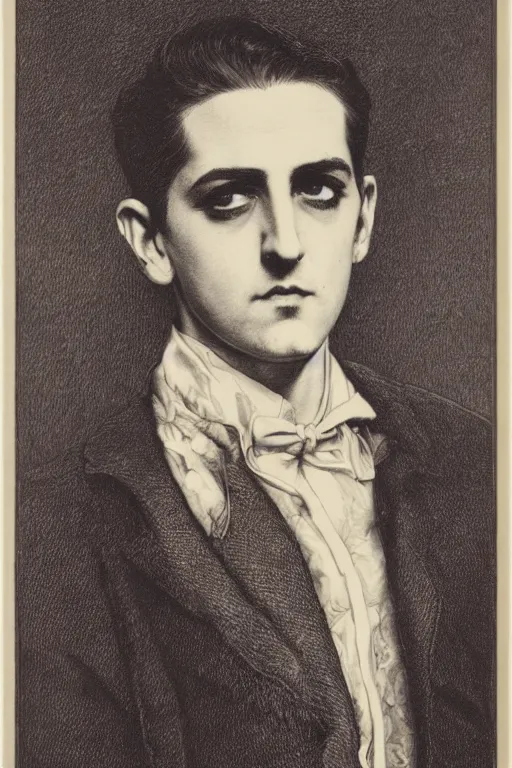 Image similar to portrait of G-Eazy, Gustave Dore lithography