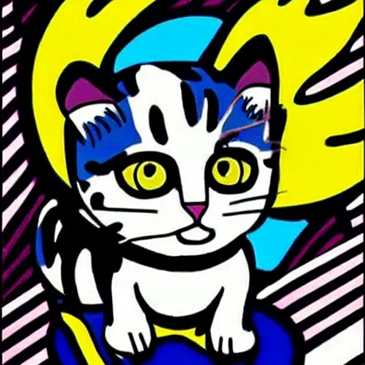 Prompt: Roy Lichtenstein Kitten