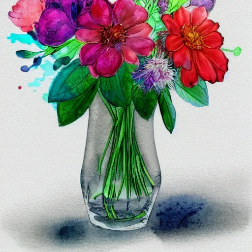 Simple Flowers Watercolor Painting