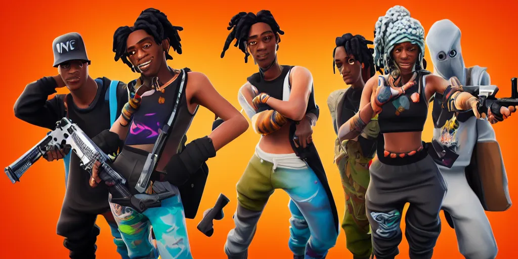 Image similar to young thug, in fortnite