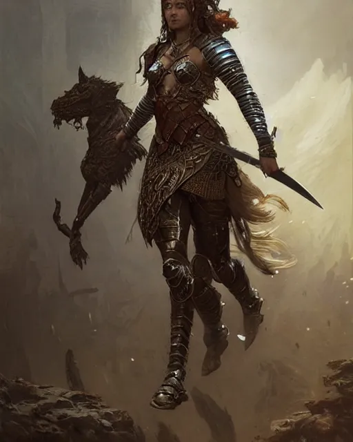 Prompt: a fierce warrior princess in full armor, fantasy character portrait, ultra realistic, concept art, intricate details, highly detailed by greg rutkowski, gaston bussiere, craig mullins, simon bisley