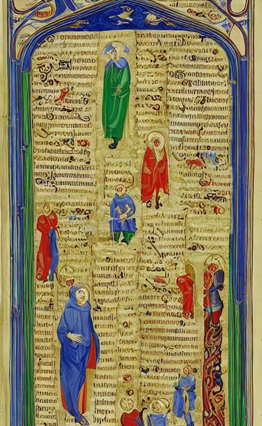 Prompt: illuminated manuscript of the story of the Matrix