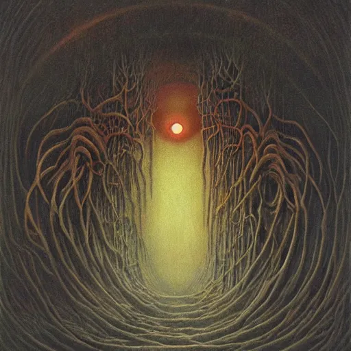 Image similar to zdzislaw beksinski painting of cosmic horror