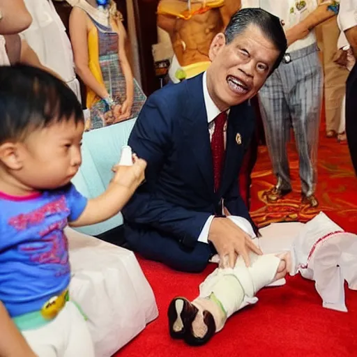 Image similar to Vajiralongkorn wearing a diaper during Las Vegas bender