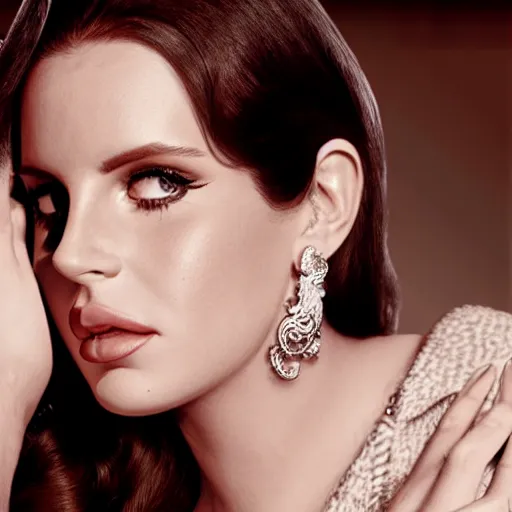 Image similar to Lana del rey in a hand cream commercial, photorealistic, detailed, studio