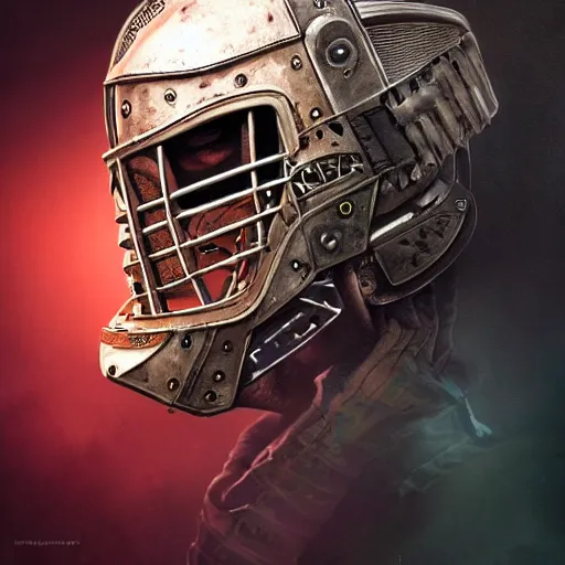 Image similar to Very very very very highly detailed epic central composition studio photography of face with hockey mask, intricate, dystopian, sci-fi, extremely detailed, digital painting, artstation, concept art, smooth, sharp focus, illustration, intimidating lighting, incredible art by Anna Dittmann and Anton Pieck