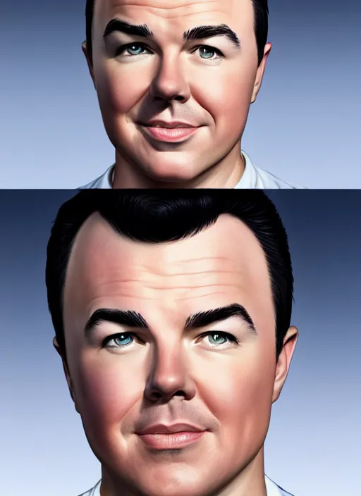 Prompt: high angle photo of seth macfarlane in the style of stefan kostic, realistic, sharp focus, 8 k high definition, insanely detailed, intricate, elegant, art by stanley lau and artgerm