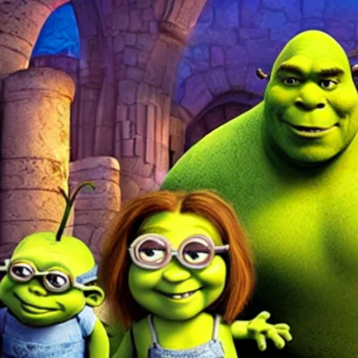 Prompt: shrek with the minions
