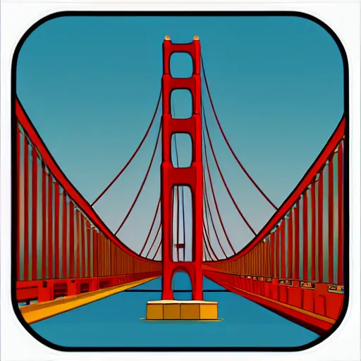 Image similar to octopus on the golden gate bridge, sticker design vector art, 8k, trending on artstation