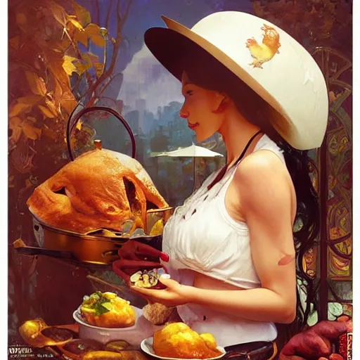 Image similar to chickalien by Stanley Artgerm Lau, greg rutkowski, thomas kindkade, alphonse mucha, loish, norman Rockwell