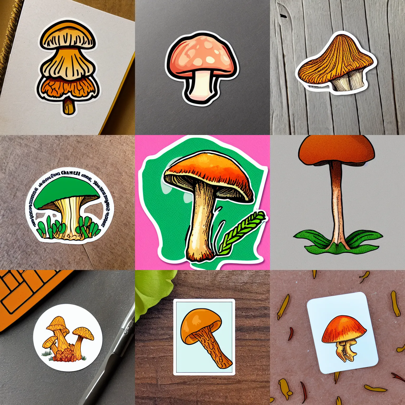 Prompt: sticker illustration of a cute chanterelle mushroom