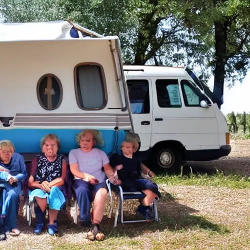 Prompt: camper in medjugorje