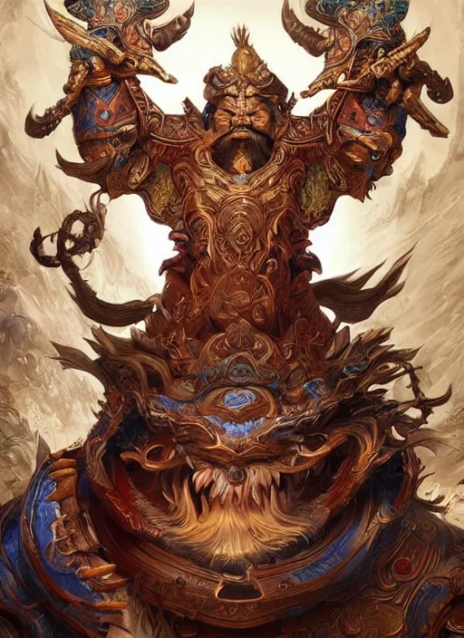 Image similar to digital painting of chinese gods, by filipe pagliuso and justin gerard symmetric, fantasy, highly detailed, realistic, intricate port