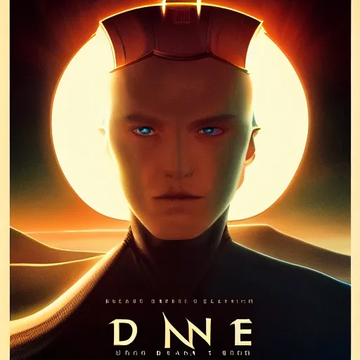 Image similar to Dune movie poster, symmetric lights, sharp focus, illustration, realistic, cinematic, artstation, cinematic, award winning, original modern artwork, set on Salvador Dali style, rgb ethereal lighting,8k