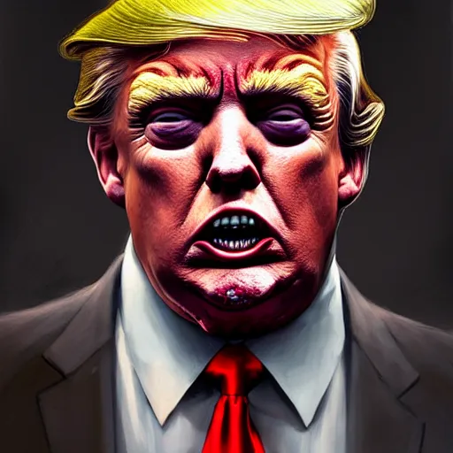 Image similar to portrait of donald j. trump as a zombie looking at camera, 7 days to die zombie, fine art, soft light from the side, award winning, subtle earthy tones, intricate, elegant, sharp focus, cinematic lighting, digital painting, 8 k concept art, art by michael hussar, art by brom, art by z. w. gu, 8 k