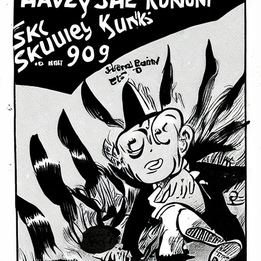 Prompt: comic about skunks by Harvey Kurtzman, 1969.