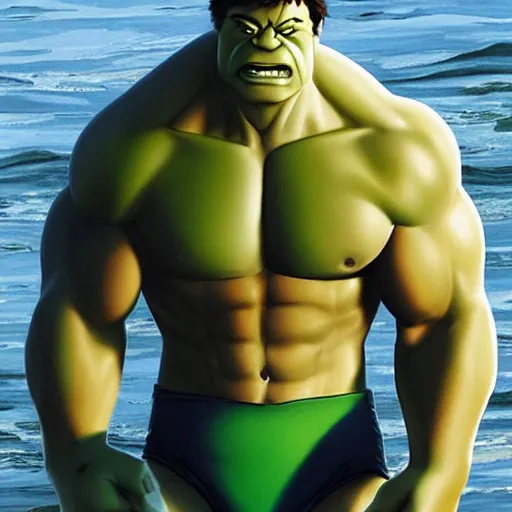 Image similar to Hulk in swimsuit